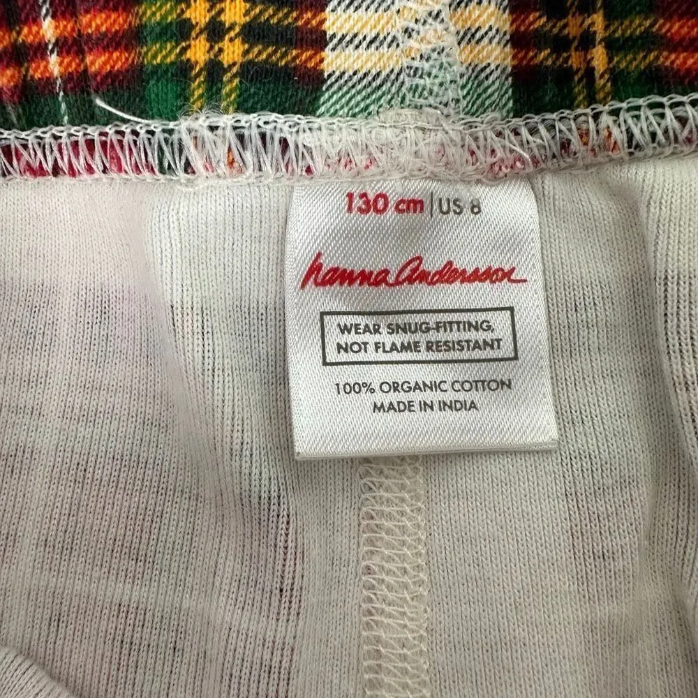 Hanna Andersson size 8 Plaid Holiday Long John Pajama BOTTOM ONLY spot